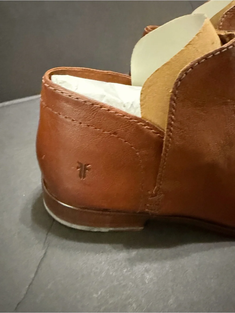 FRYE AND CO. Cognac Leather Slip-On Ankle Booties